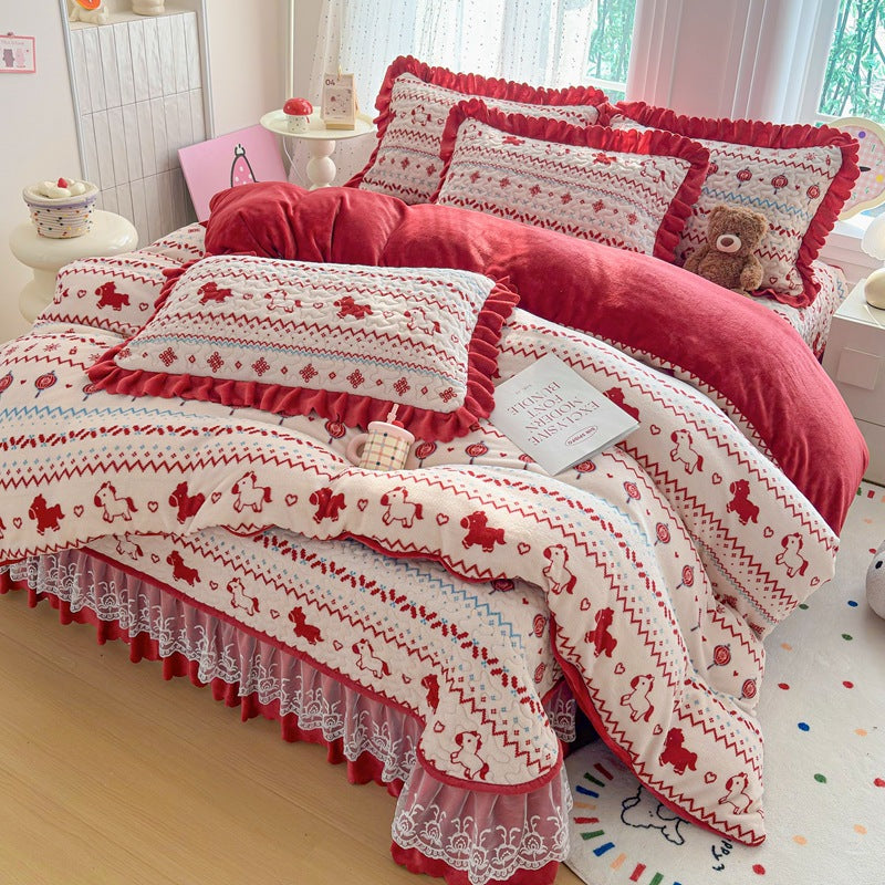 Cozy Heart-Printed Bedding Set