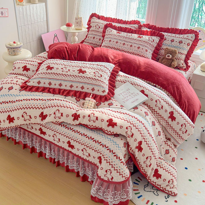 Cozy Heart-Printed Bedding Set