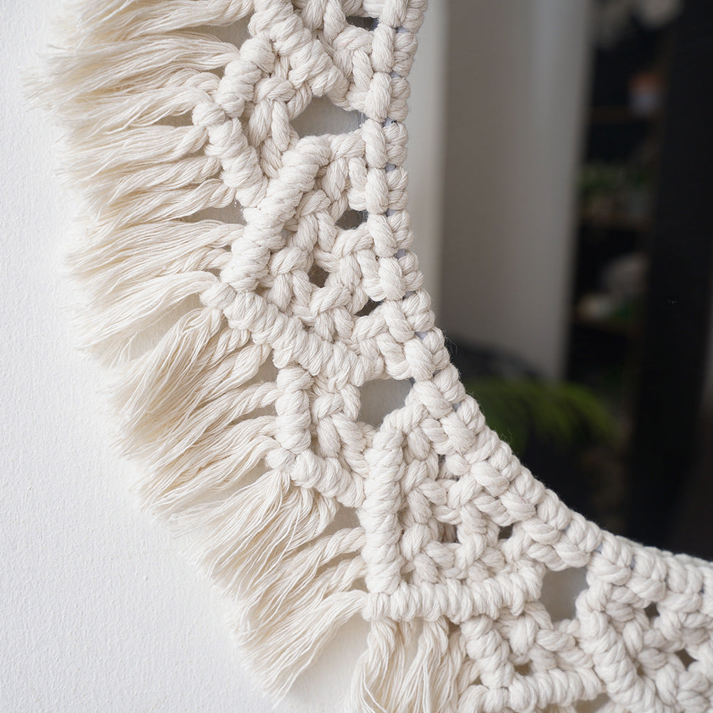 Decorative Macramé Round Wall Mirror Stornfield