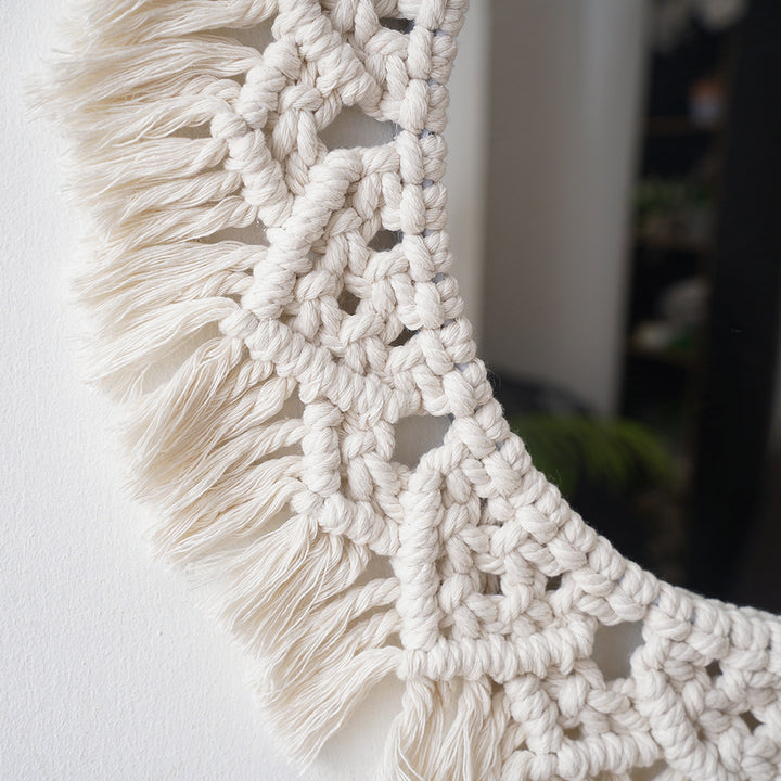 Decorative Macramé Round Wall Mirror Stornfield