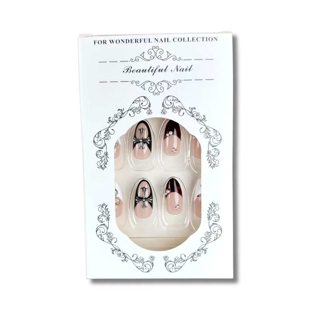 Gothic-Themed Press-On Nail Art Set