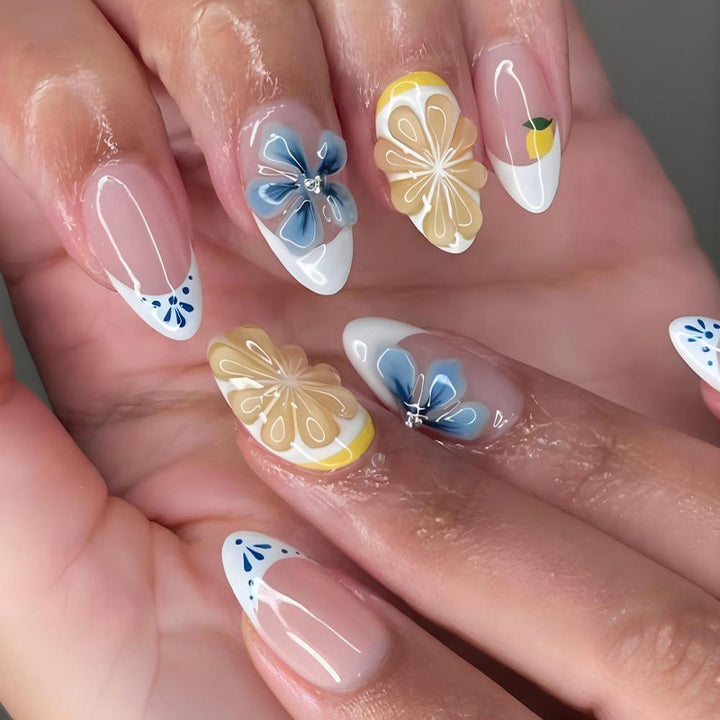 Nail art set with elegant floral and butterfly accents Stornfield