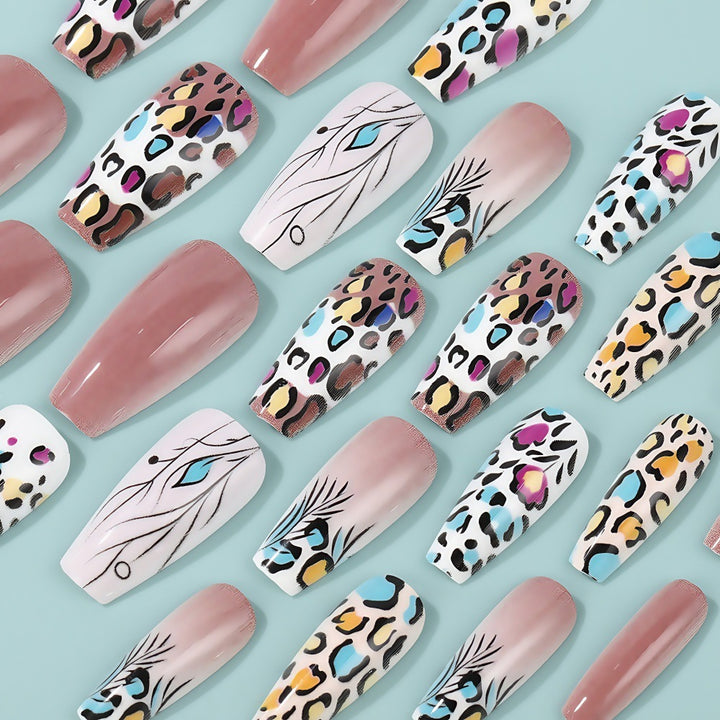 Creative Nail Art Set with Leopard and Flower Patterns Stornfield