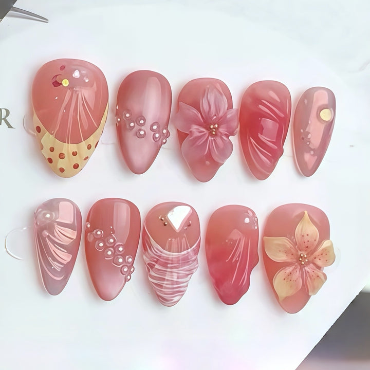 Decorative Floral Press-On Nail Art Collection