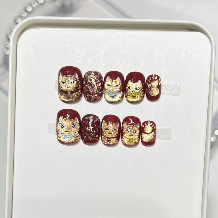 Decorative Cat-Themed Nail Art Set Stornfield