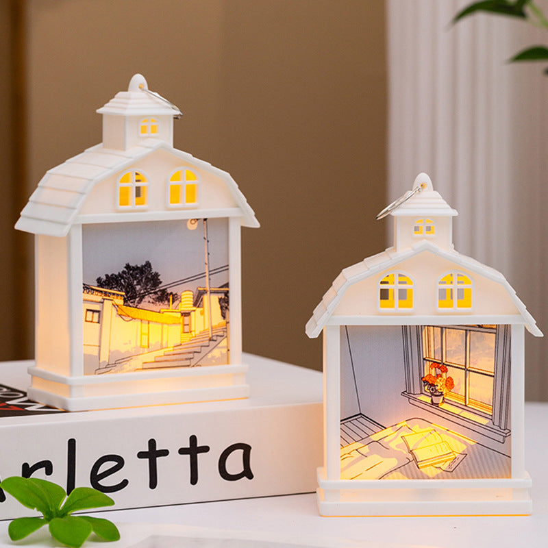 Decorative LED house lantern