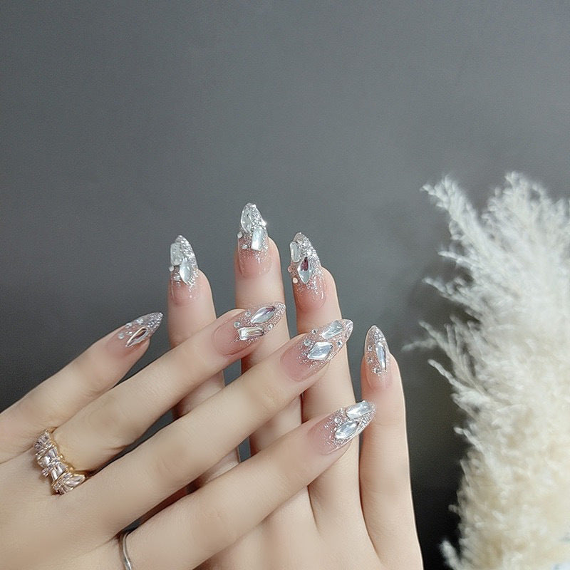 Artistic Rhinestone-Embellished Press-On Nail Set Stornfield