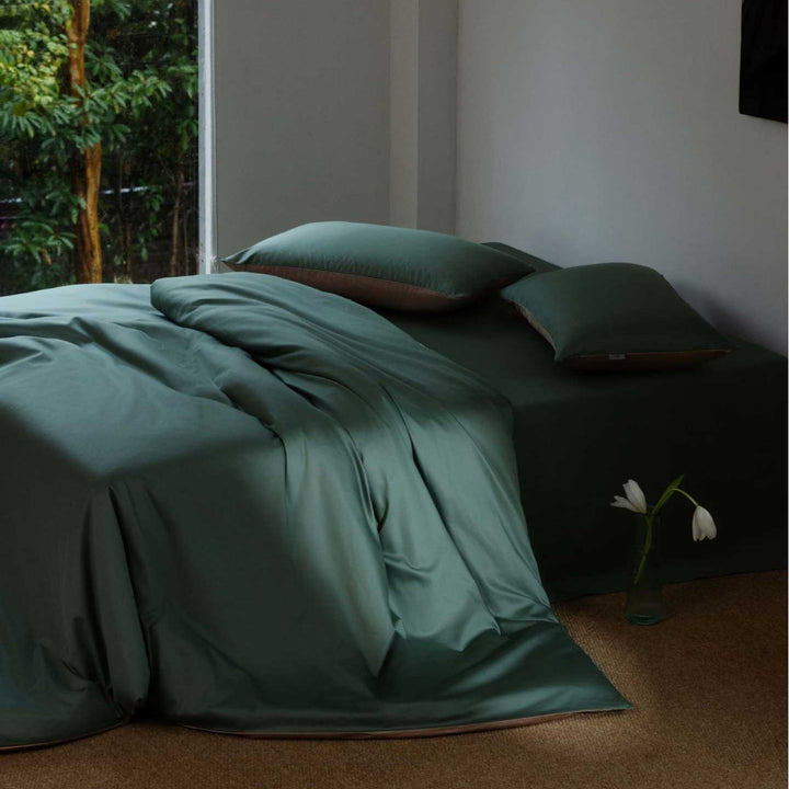 Luxury Reversible Cotton Sateen Duvet Cover Bedding Set