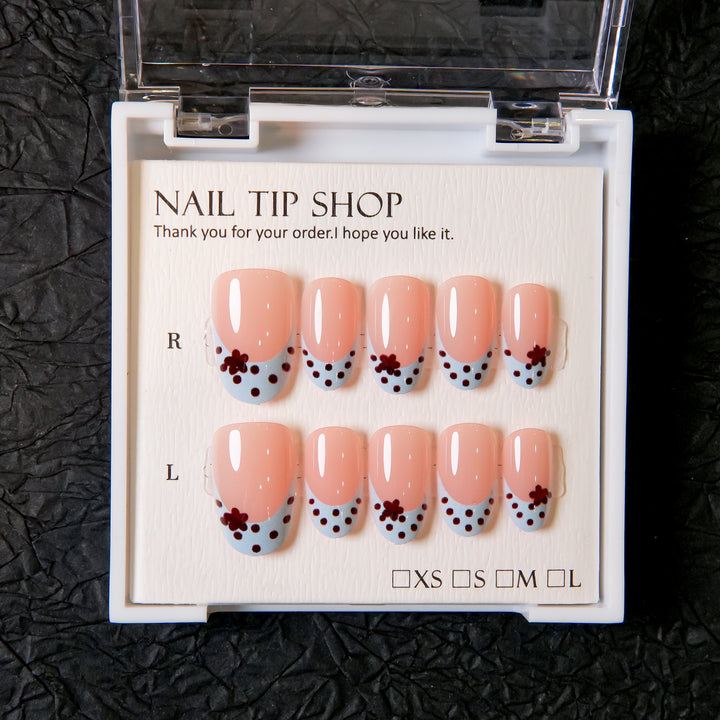 Decorative Press-On Nail Tips with Floral Designs