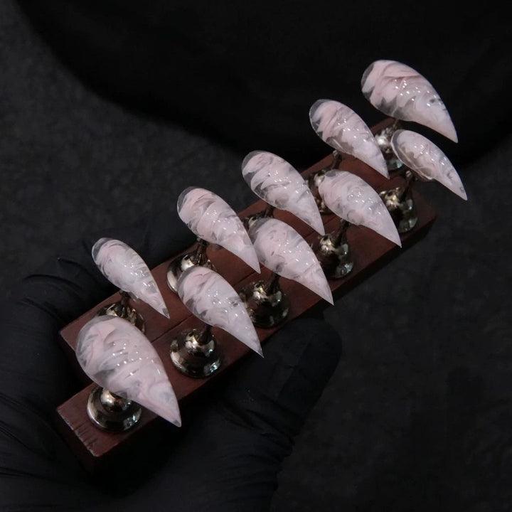 Elegant Stiletto Press-On Nail Set with Artistic Swirl Design