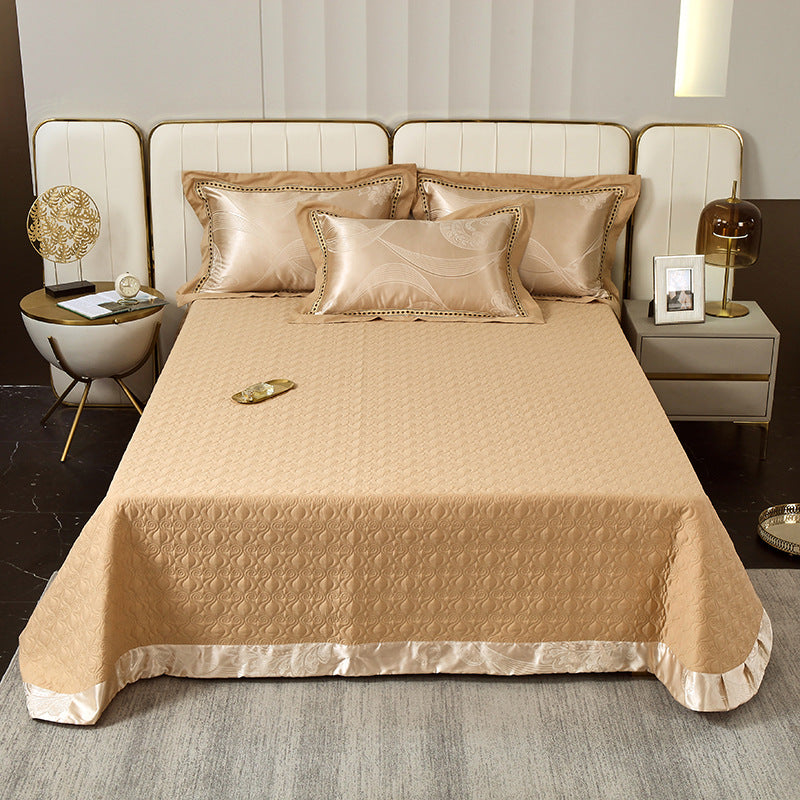 Quilted Microfiber Matelassé Bedspread with Satin Border & Matching Pillow Shams