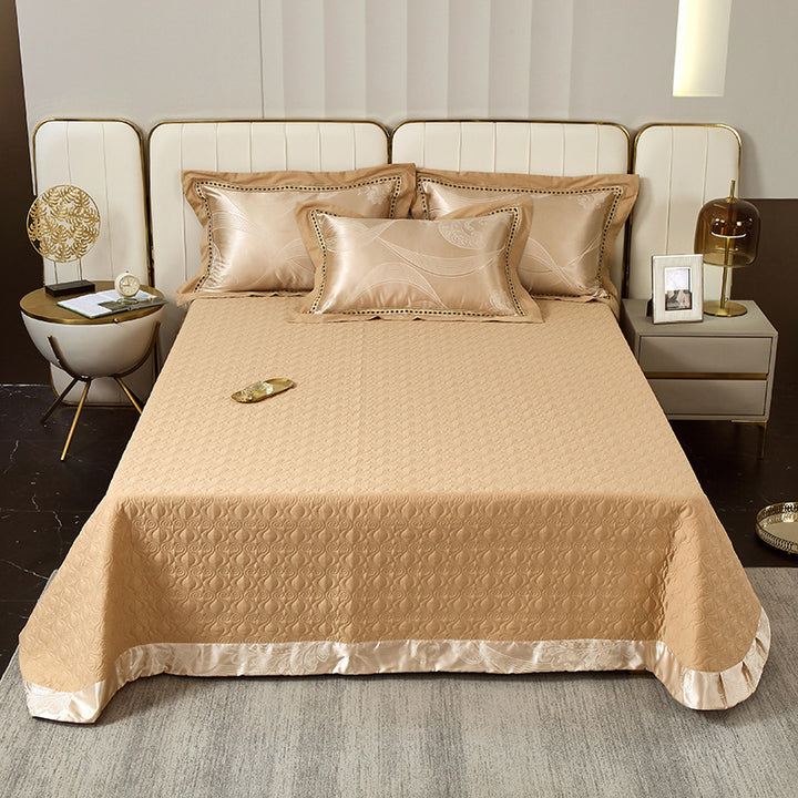 Quilted Microfiber Matelassé Bedspread with Satin Border & Matching Pillow Shams