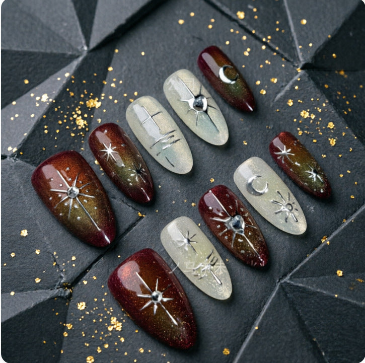 Glamorous artificial nails with sparkling star design Stornfield
