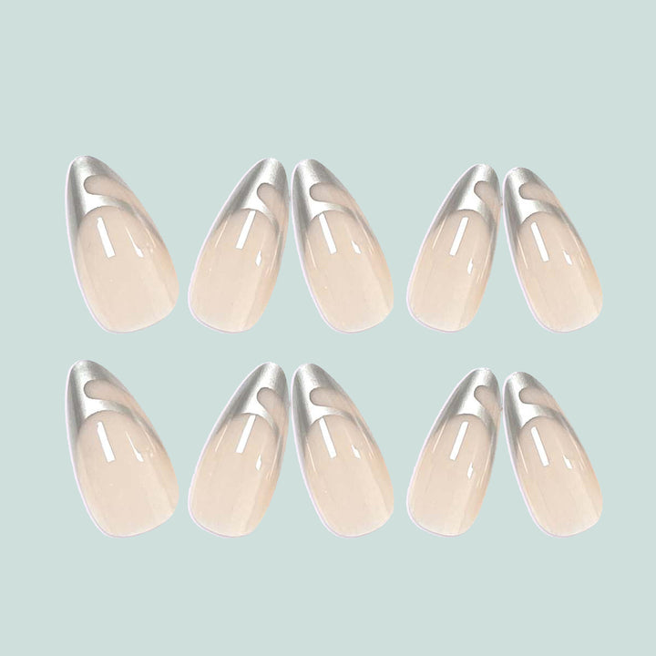Exclusive Stiletto Artificial Nails with Metallic Accents Stornfield