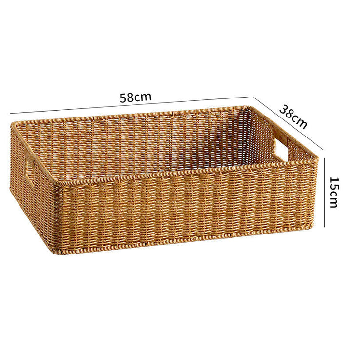 Large Handwoven Rectangular Storage Basket with Cutout Handles Stornfield