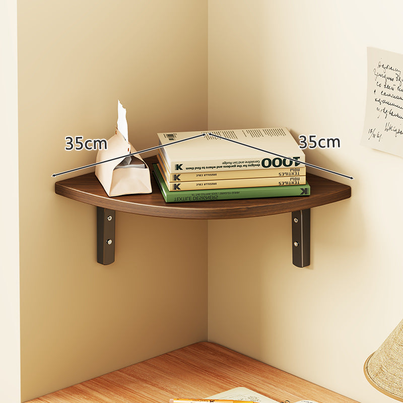 Solid Wood Corner Shelf with Metal Support Brackets