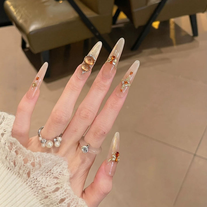 Decorative Stiletto Press-On Nail Set with Gemstone Accents Stornfield 1788224085