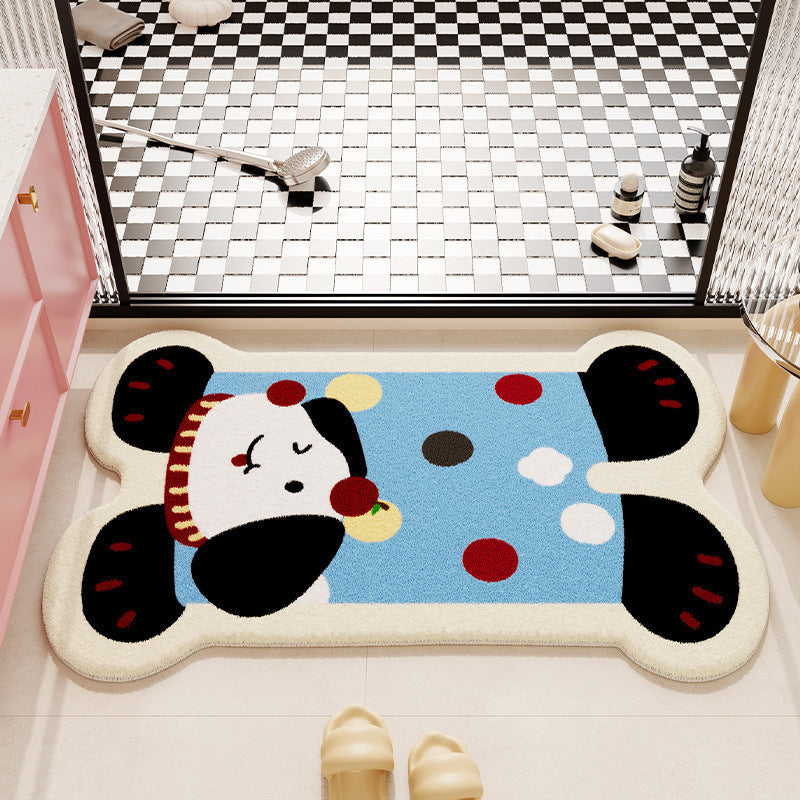 Cartoon Bear-Shaped Plush Bath Rug for Bathroom