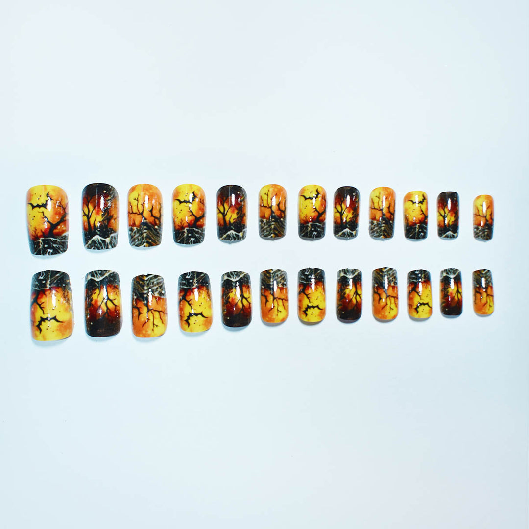 Artistic Halloween-Themed Press-On Nail Set Stornfield