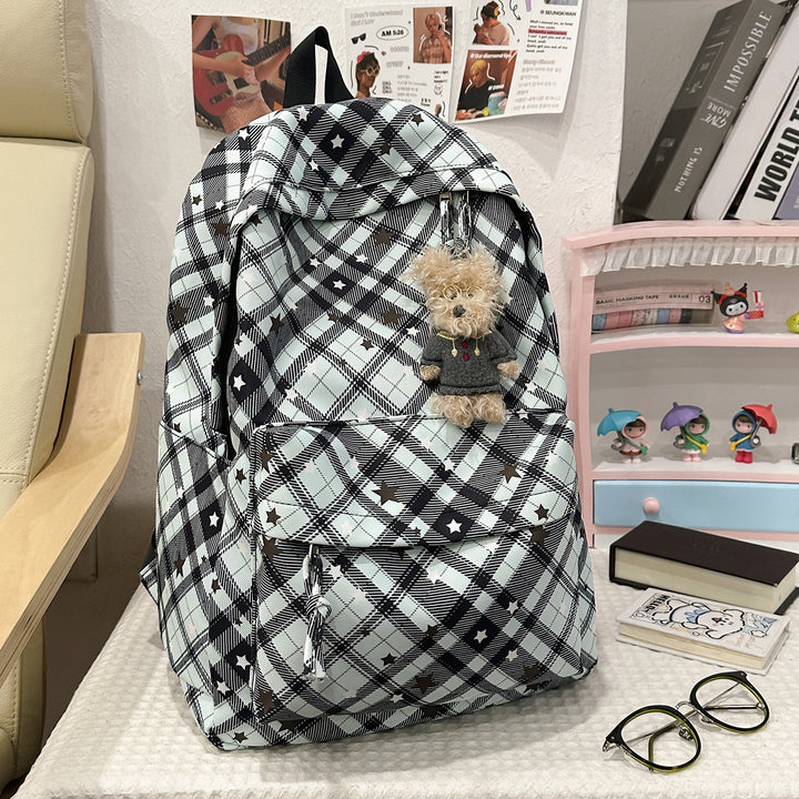 Backpack with Fashionable Check Pattern and Practical Compartments Stornfield