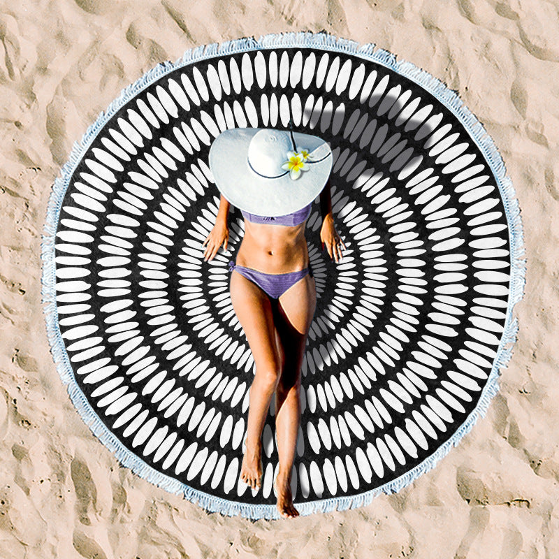 round beach towel with cheerful palm motif Stornfield