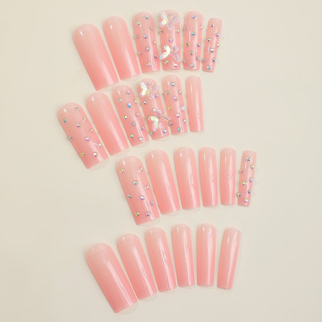 Artificial nail tips with glamorous rhinestone and butterfly designs Stornfield
