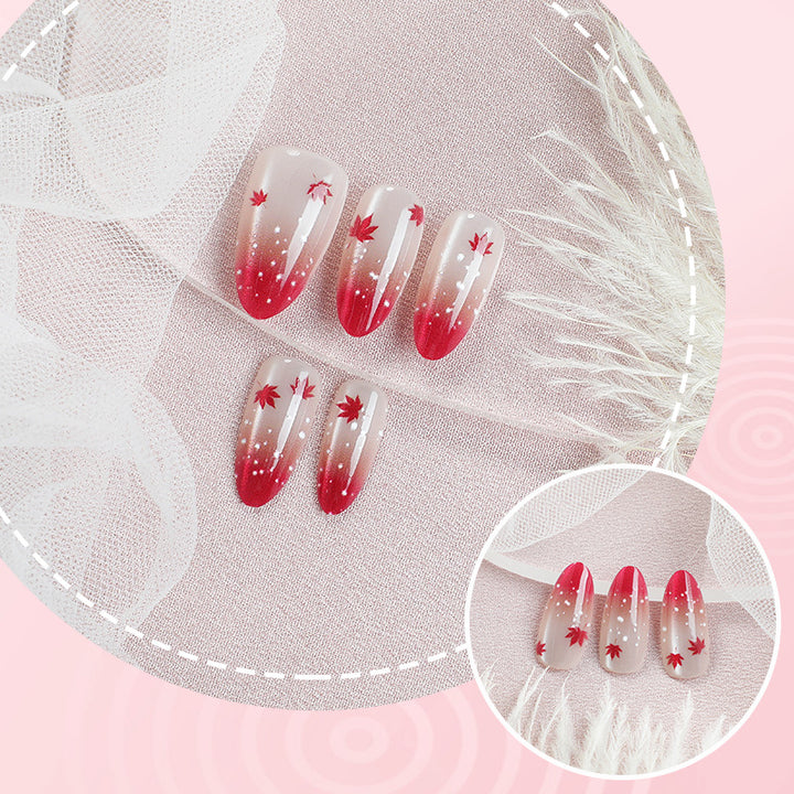 Artistic Ombre Leaf Press-On Nail Set Stornfield