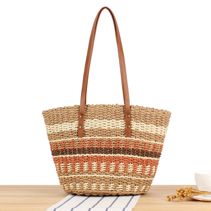 Braided shopping bag with high-quality leather handles Stornfield