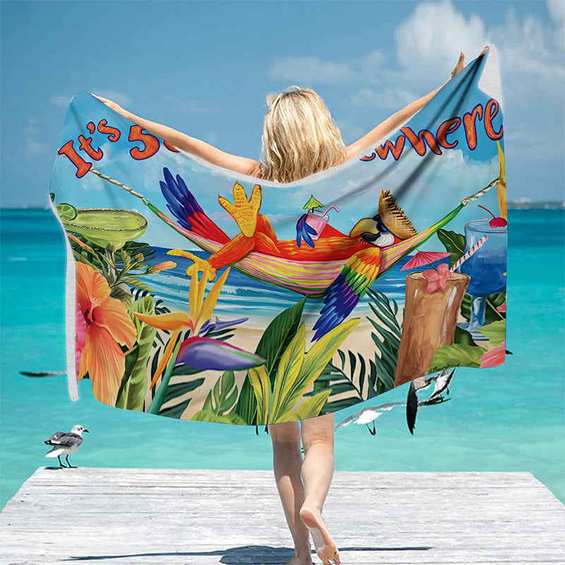 Beach towel with vibrant tropical motif Stornfield