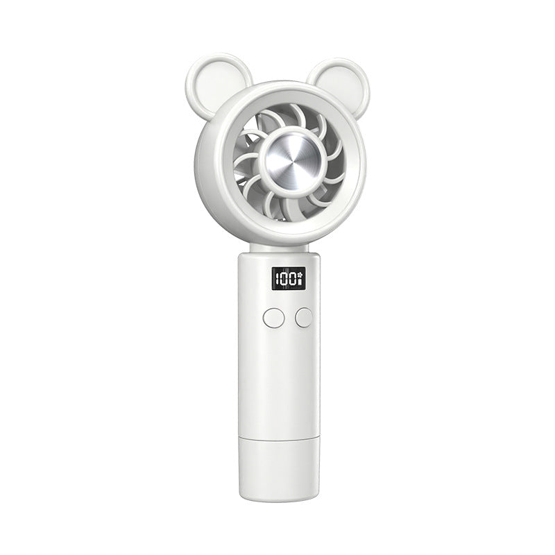 Unisex Portable Hand Fan in Cute Bear Design with Digital Display Stornfield