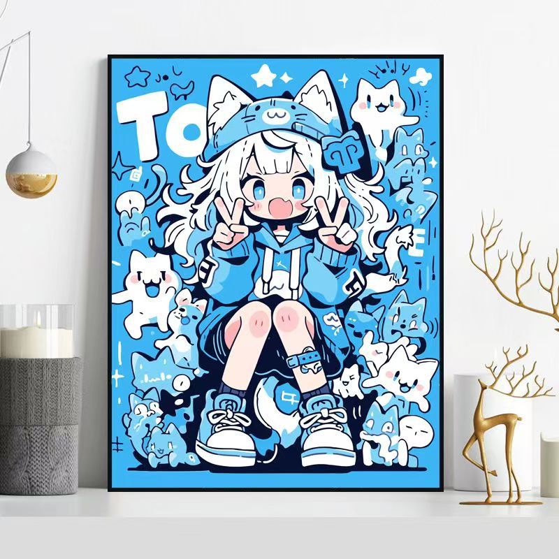 Whimsical Cat-Themed Illustration Wall Art Stornfield