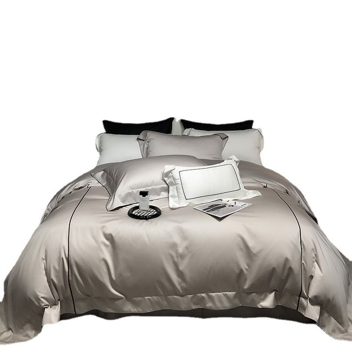 Luxury Satin Duvet Cover Set with Piped Edge and Hypoallergenic Microfiber