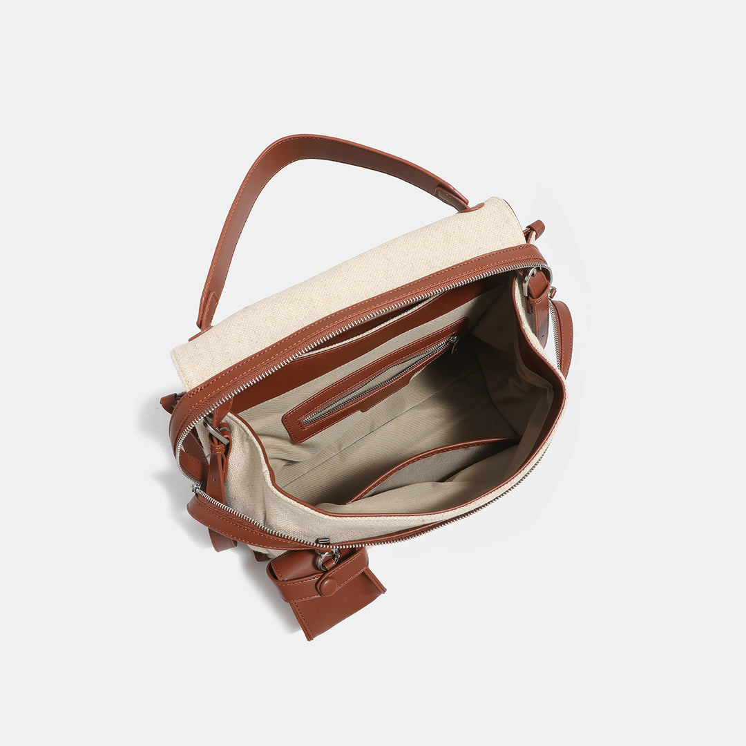 Versatile Canvas Tote Bag with Leather Accents