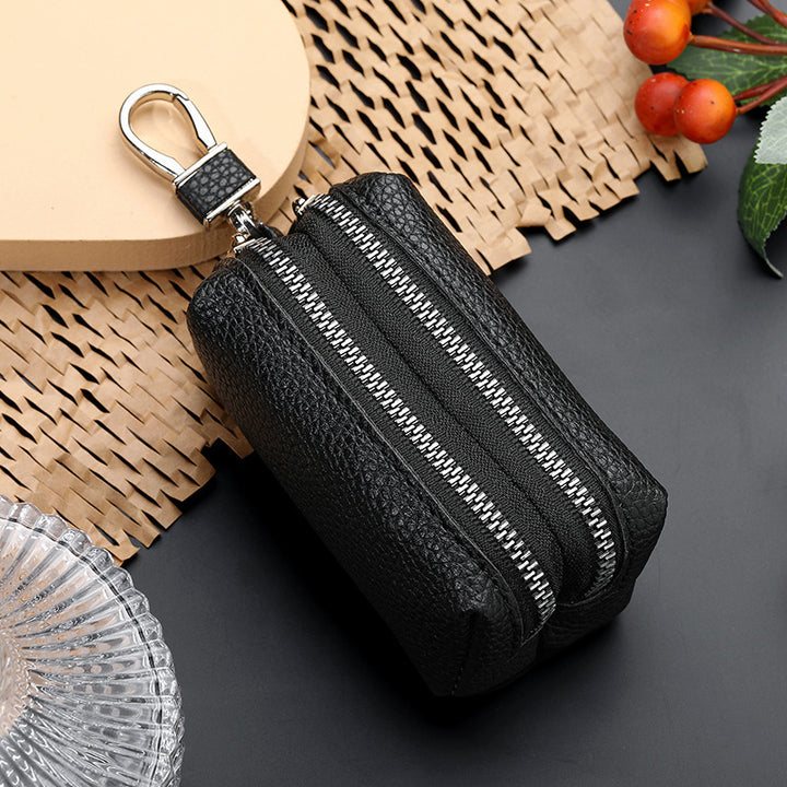 Textured Leather Zippered Pencil Case