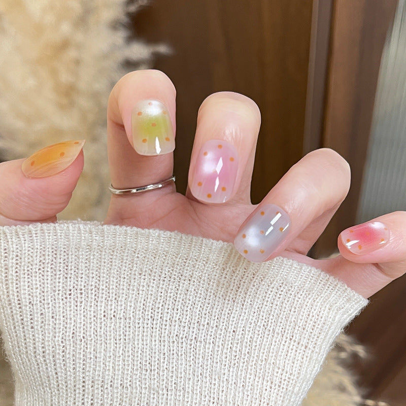Artistic Press-On Nail Set with Polka Dot Designs Stornfield