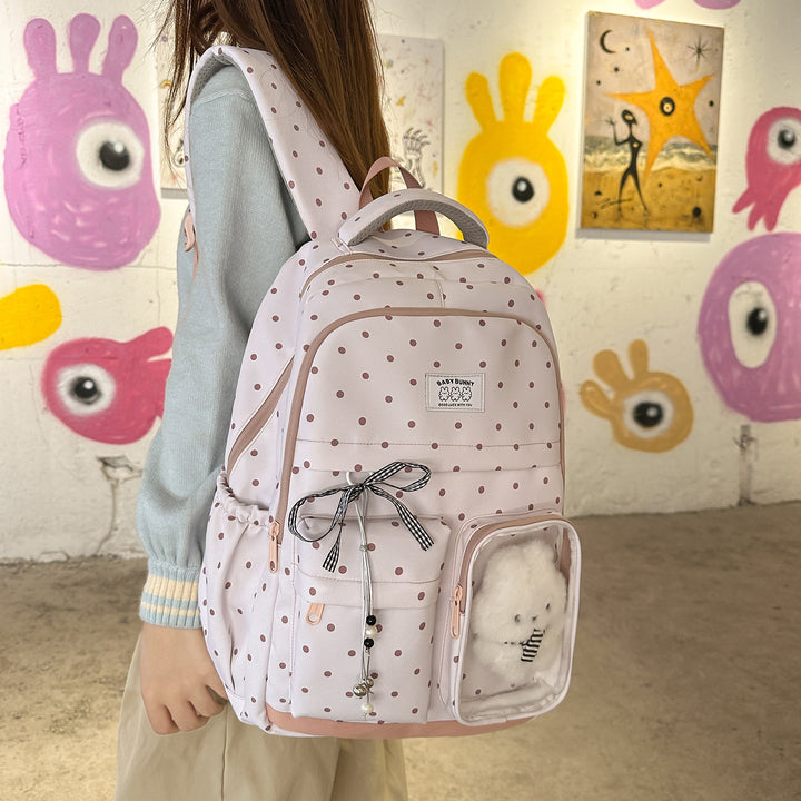 Playful Polka Dot Backpack with Transparent Window Stornfield