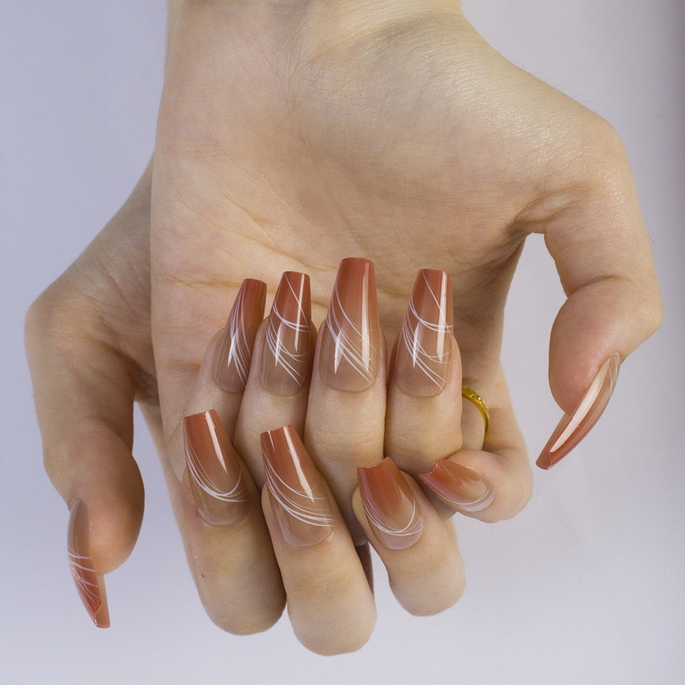 High-gloss artificial nails with rose effect Stornfield