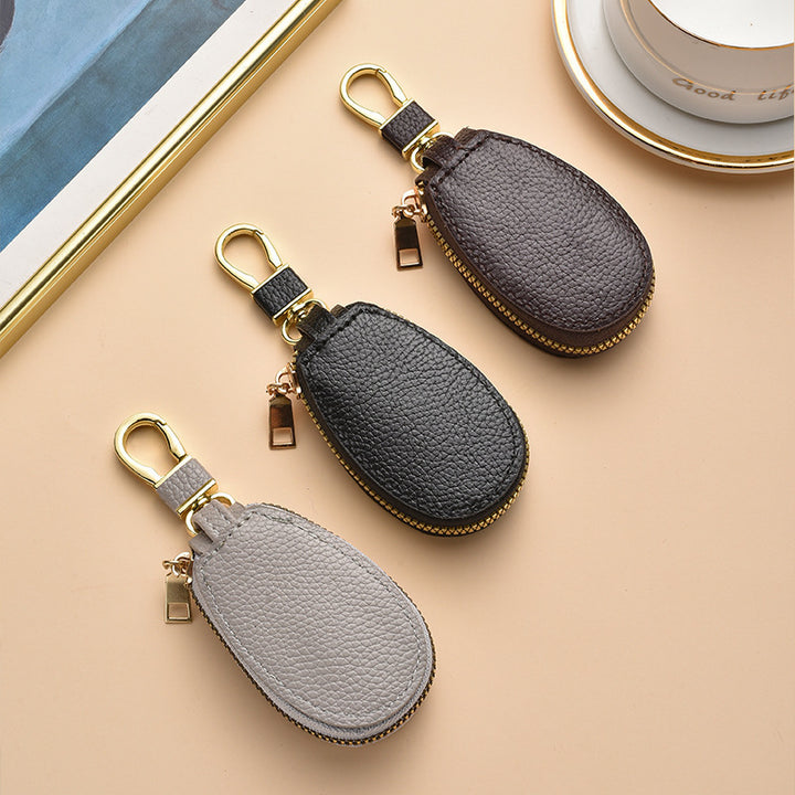 Compact Textured Leather Keychain Pouch Stornfield