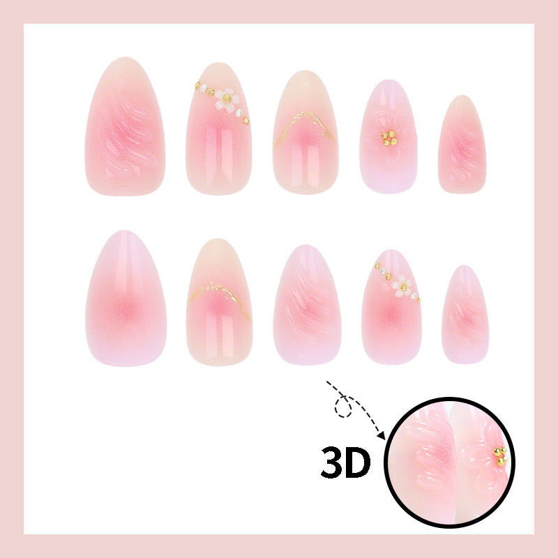Acrylic nail set with delicate flower and ombre designs Stornfield