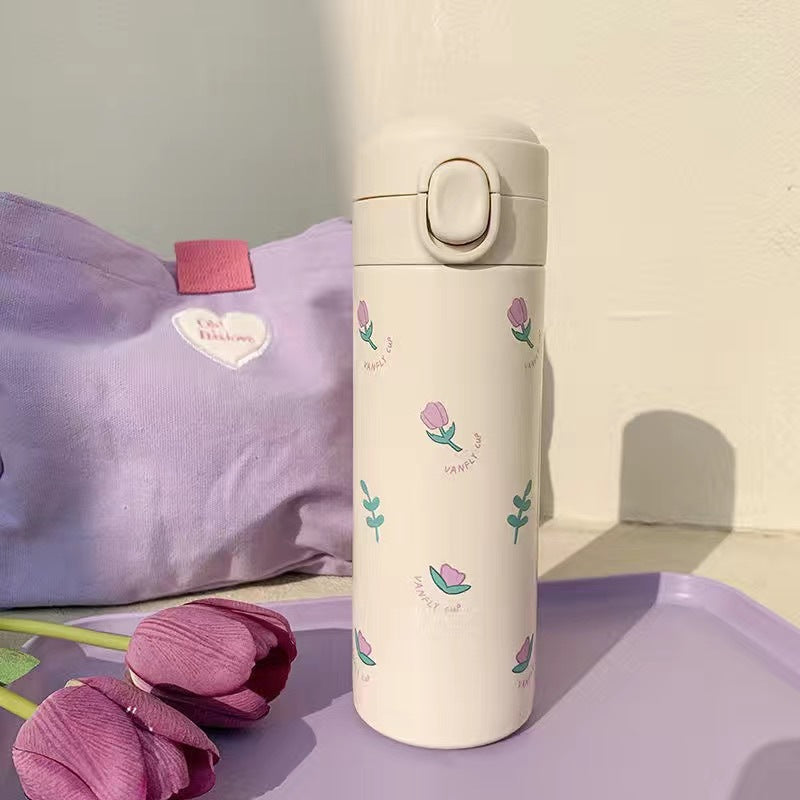 Ladies Insulated Drinking Bottle with Functional Lid and Creative Floral Design Stornfield