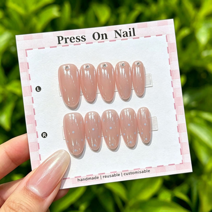 Decorative Press-On Nail Art Set with Crystal Accents