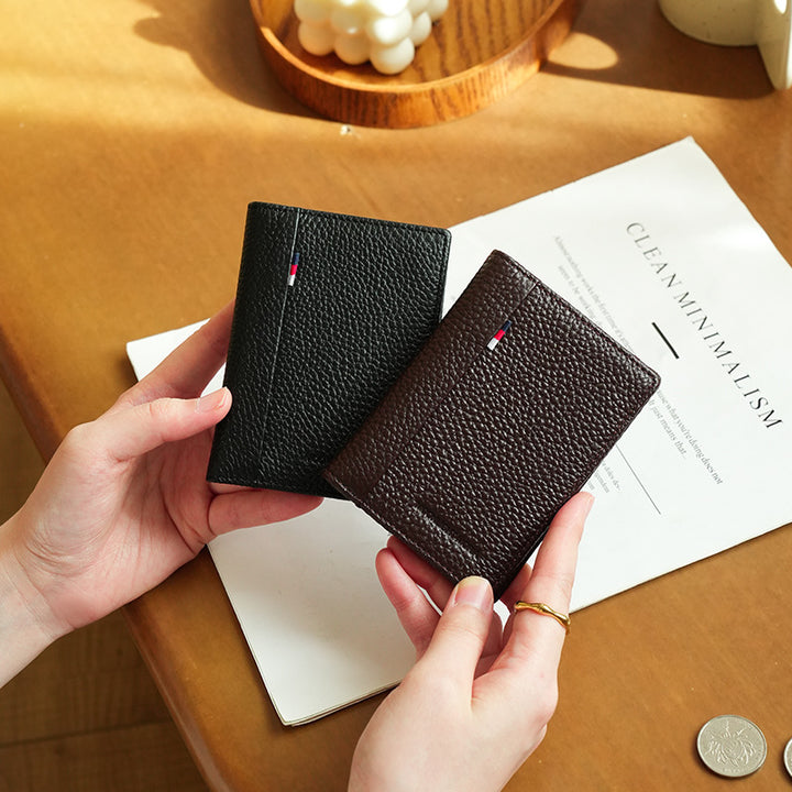 Compact Textured Leather Card Holder