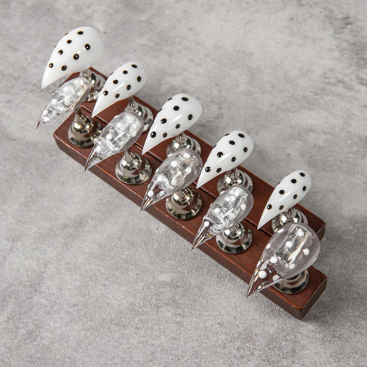 Artistic Stiletto Press-On Nail Set with Polka Dot Design