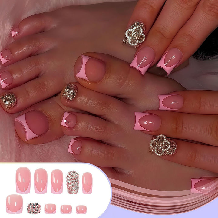 Glamorous French Tip Press-On Nail Set Stornfield