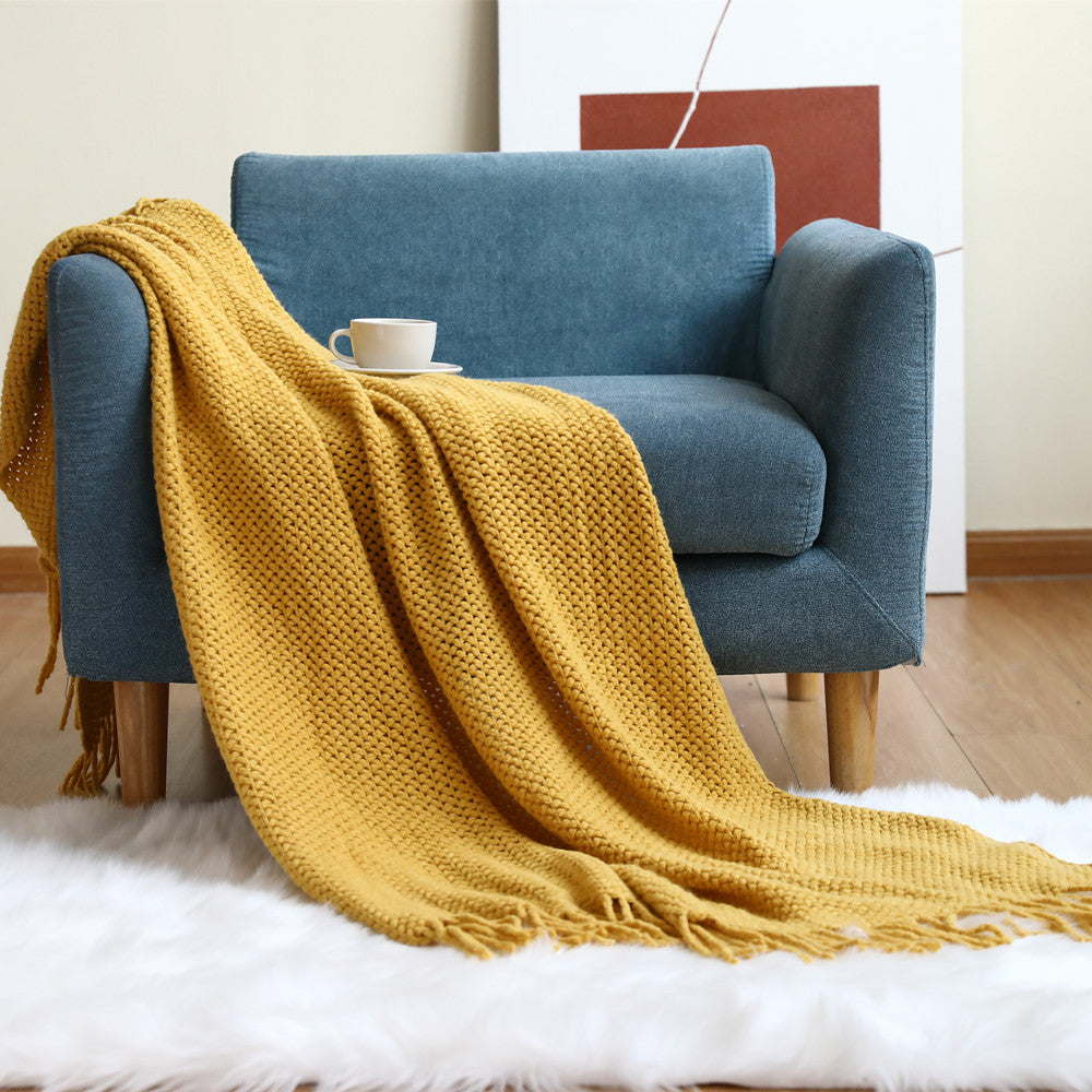 Women cozy knit blanket with decorative pattern Stornfield
