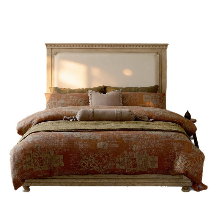 Artisan Jacquard Duvet Cover Set with Brushed Cotton Fitted Sheet and Pillow Shams