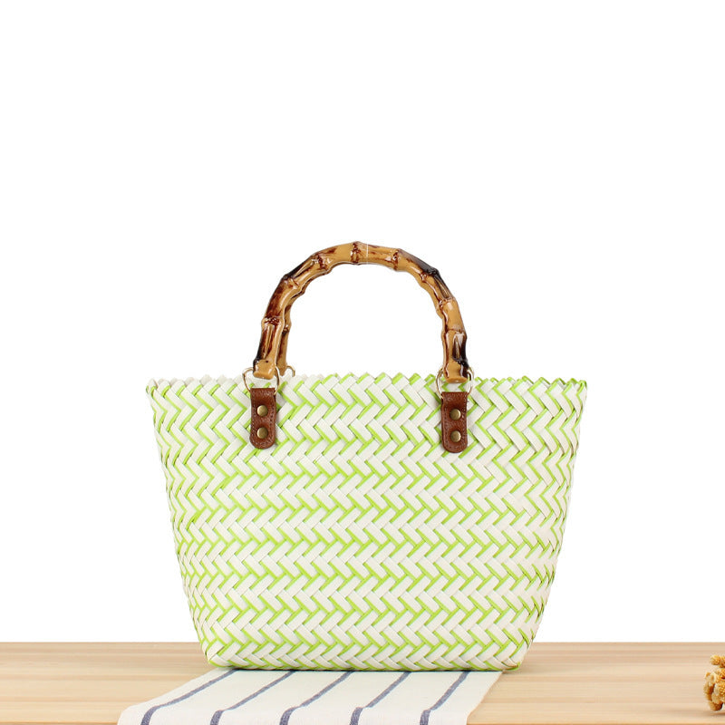 Elegant basket bag with bamboo handles Stornfield