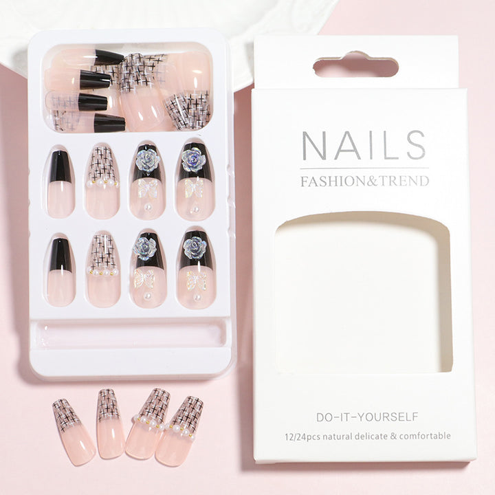 Decorative Press-On Nail Set with 3D Accents Stornfield