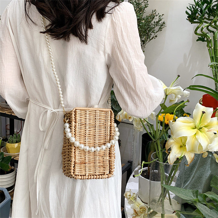 Women's Trendy Basket Bag with Pearl Chain Stornfield