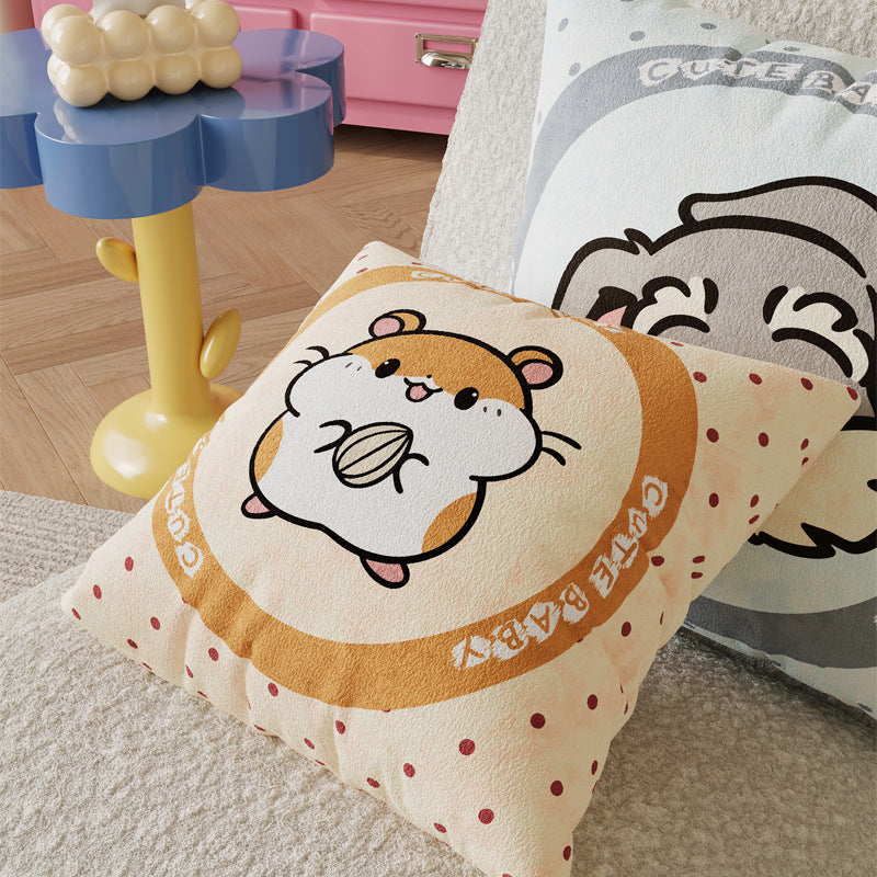 Plush Cartoon Animal Nursery Throw Pillow Cover with Velvet Texture and Concealed Zipper